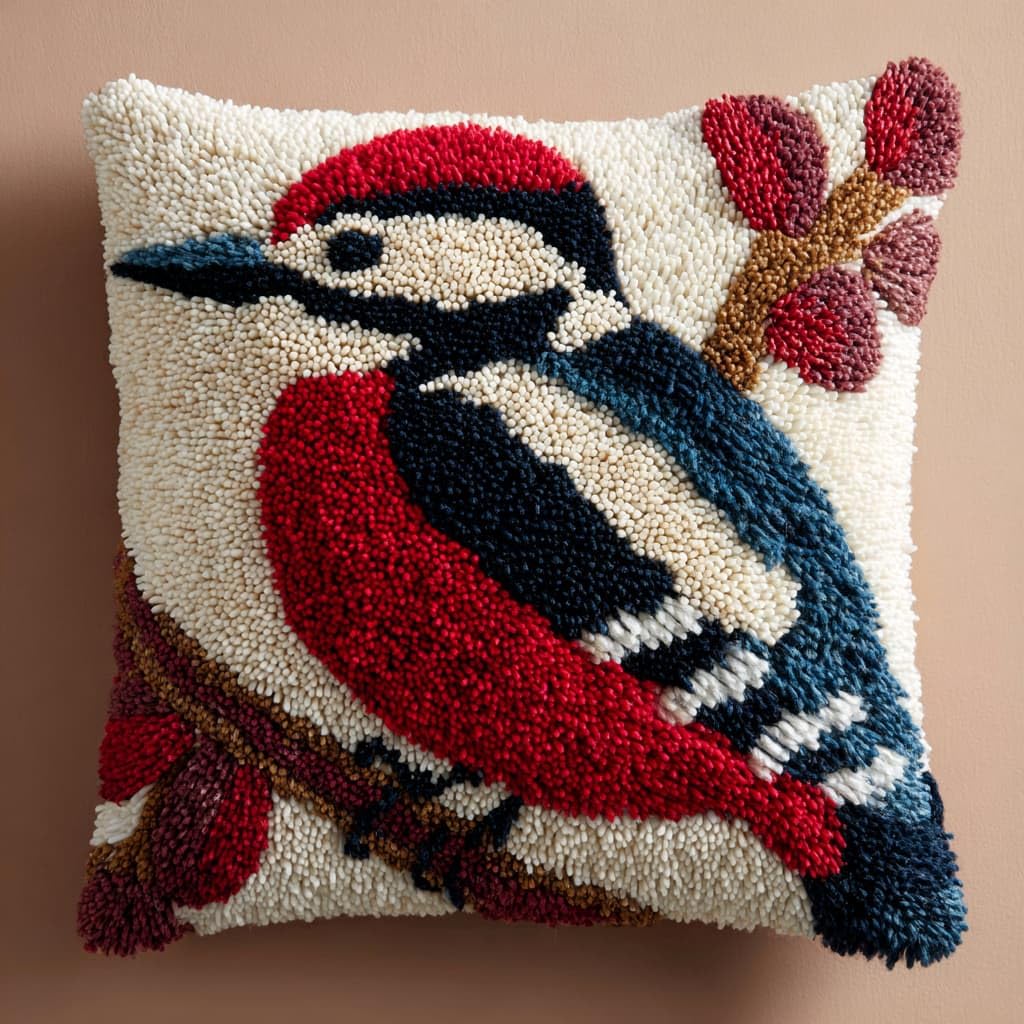 WallustrioaW Latch Hook Pillow Kit,Animals Birds