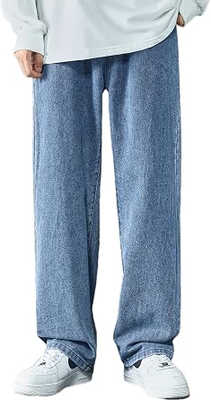 Bluefeel Mens Wide Pants, Baggy Pants, Plain, Jeans, Loose Fit, Straight, Regular Fit, Casual, Fashion, Spring, Summer Clothes