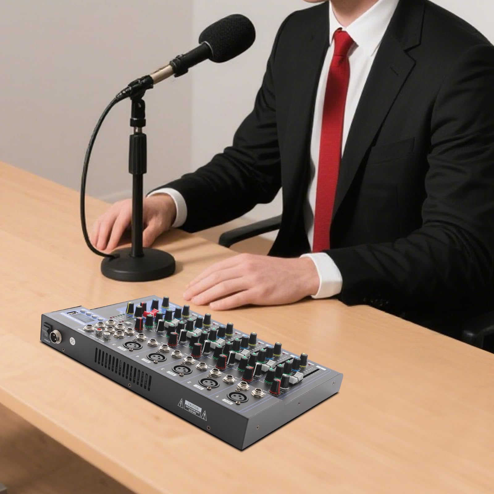 Mesa de mezclas, mezclador de audio de 7 canales, controlador de DJ, mesa de mezclas DJ con seis estilos de música integrados, ecualizador estéreo para la grabación de aplicaciones de música de