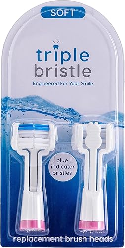 Triple Bristle Recambios de cabezal de cepillo de repuesto  Innovador diseño de 3 cabezales  Compatible con cepillo de dientes sónico de marca