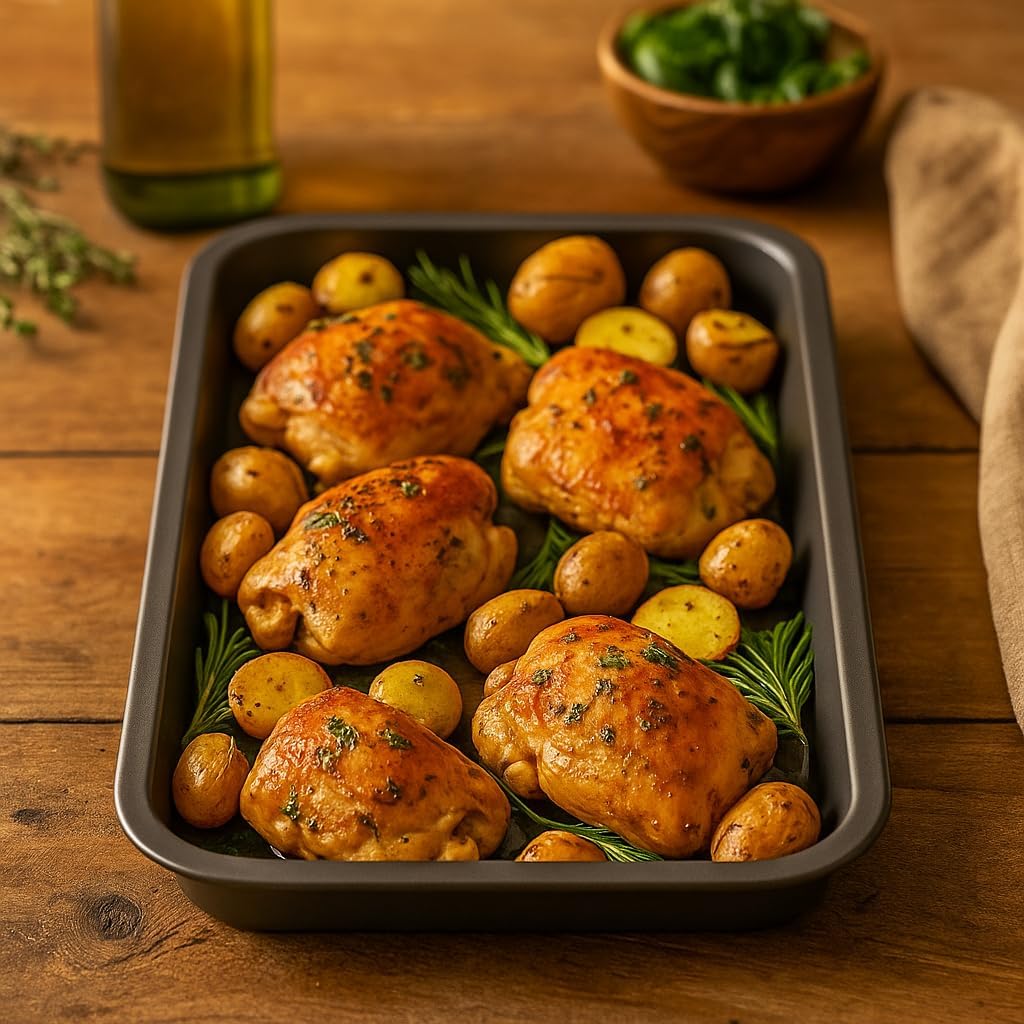 2X 33cm Baking Oven Roasting Trays, Superior Double Coated Non Stick, Made in England