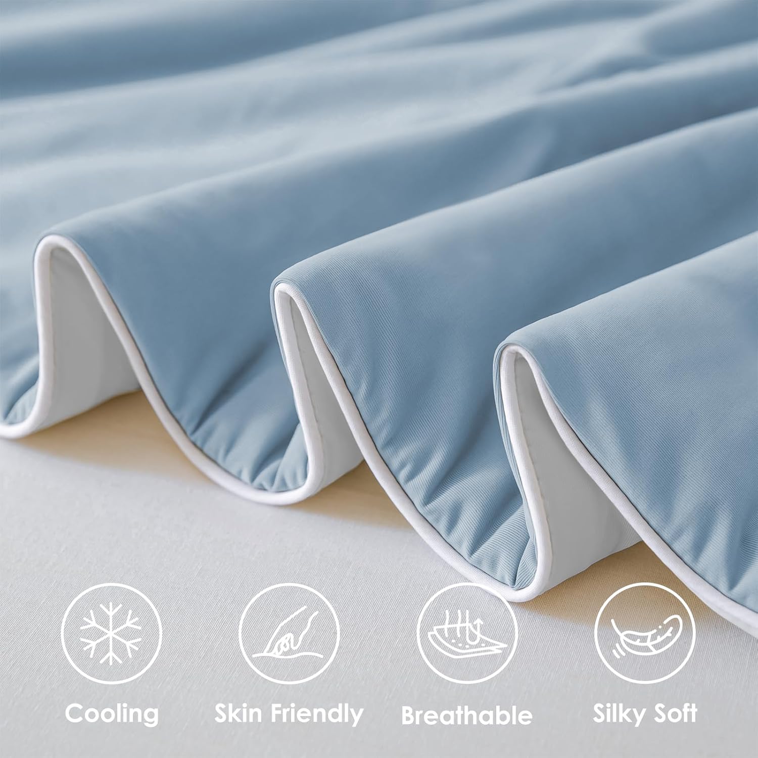 Style Quarters Cooling Comforter Queen Size, Lightweight Summer Comforter for Hot Sleepers and Night Sweats, Reversible Breathable Cool Blanket, 90"x90" Blue&Grey - Image 4