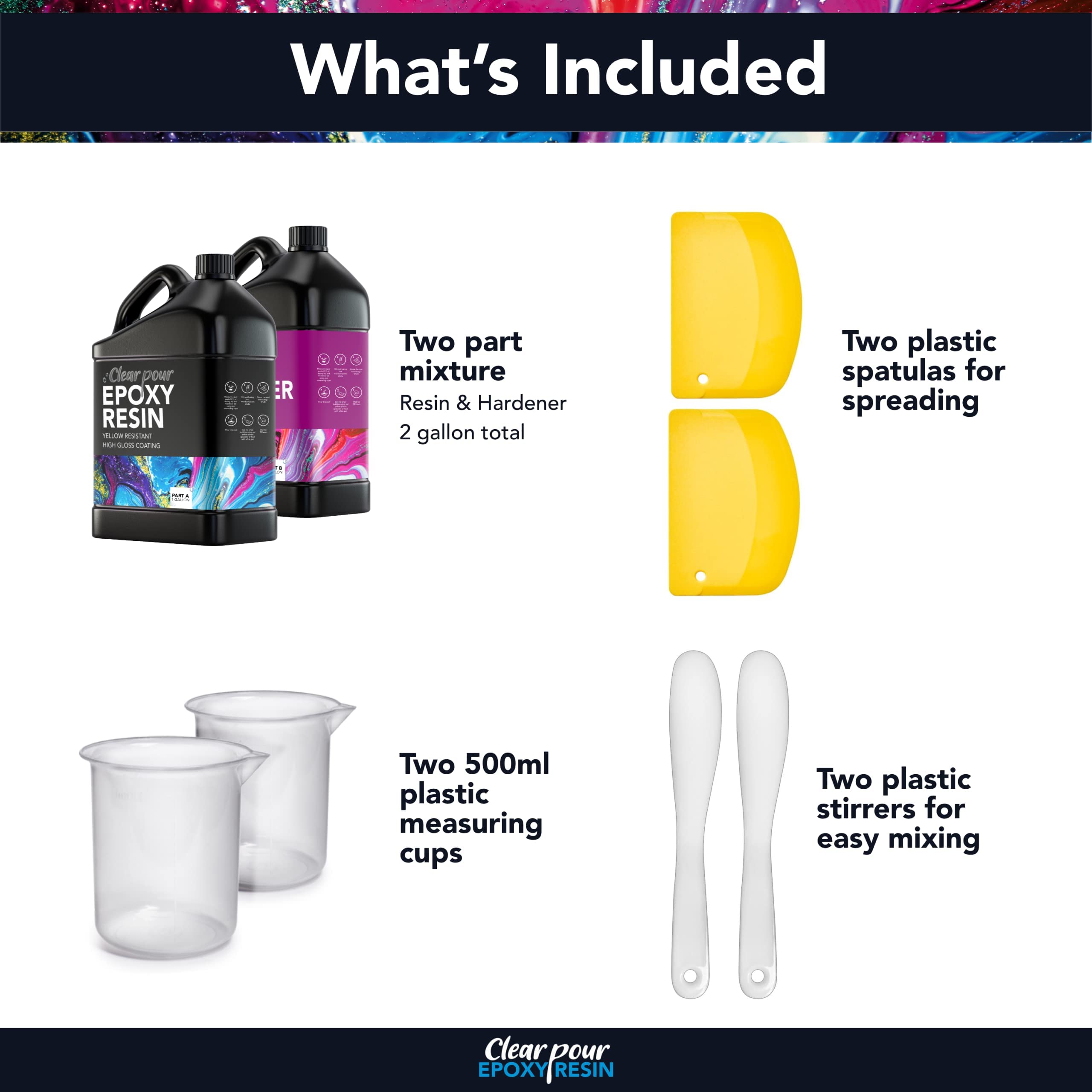 Clear Pour 2 Gallon Epoxy Resin Kit Deep Pour Clear Epoxy Resin