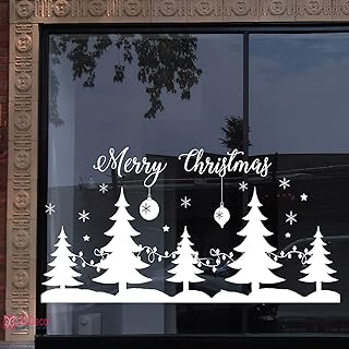 Merry Christmas tree Window sticker, Christmas tree home decor, Merry Christmas shop window decor sign, Christmas tree sticker