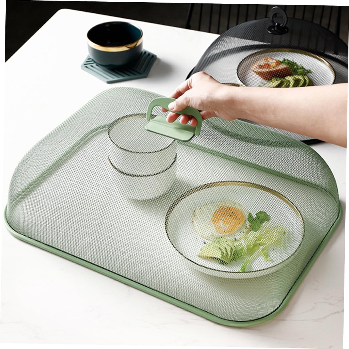 Collapsible Iron Art Food Cover Tent Mesh Food Protector for Outdoor BBQ Picnics and Parties Reusable Household Screen Umbrella Design