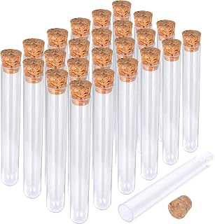 HNYYZL 25 Pack Clear Plastic Test Tubes with Cork Stoppers 10ml 15x100mm - Leakproof for Beads Seeds Spices Liquids Lab Crafts