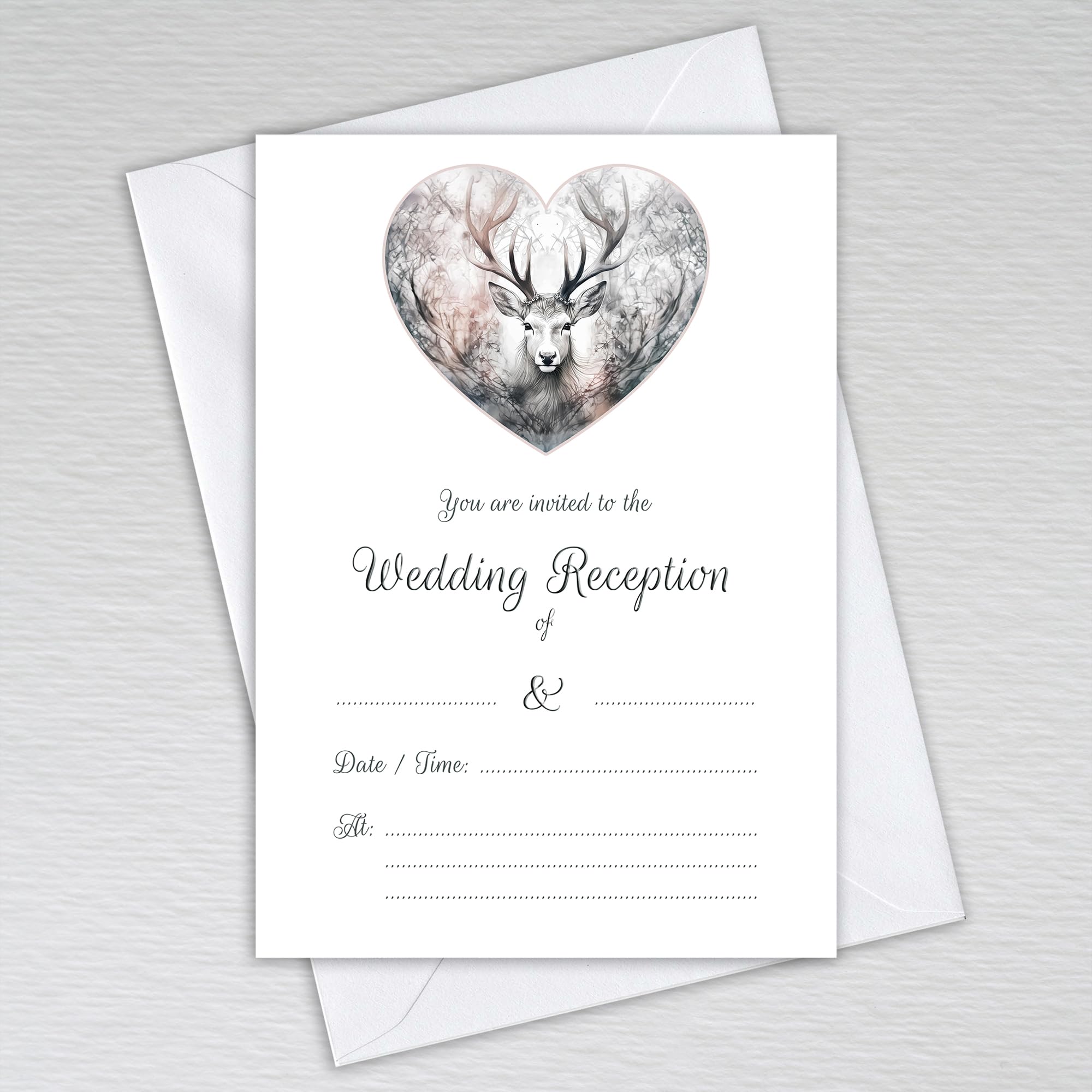 Webspectations Scottish Wedding Reception Evening Invitations with Envelopes Scotland Highlands Theme: Scottish Stag Wedding Reception Invites (Pack of 20 with Envelopes) โ image 1