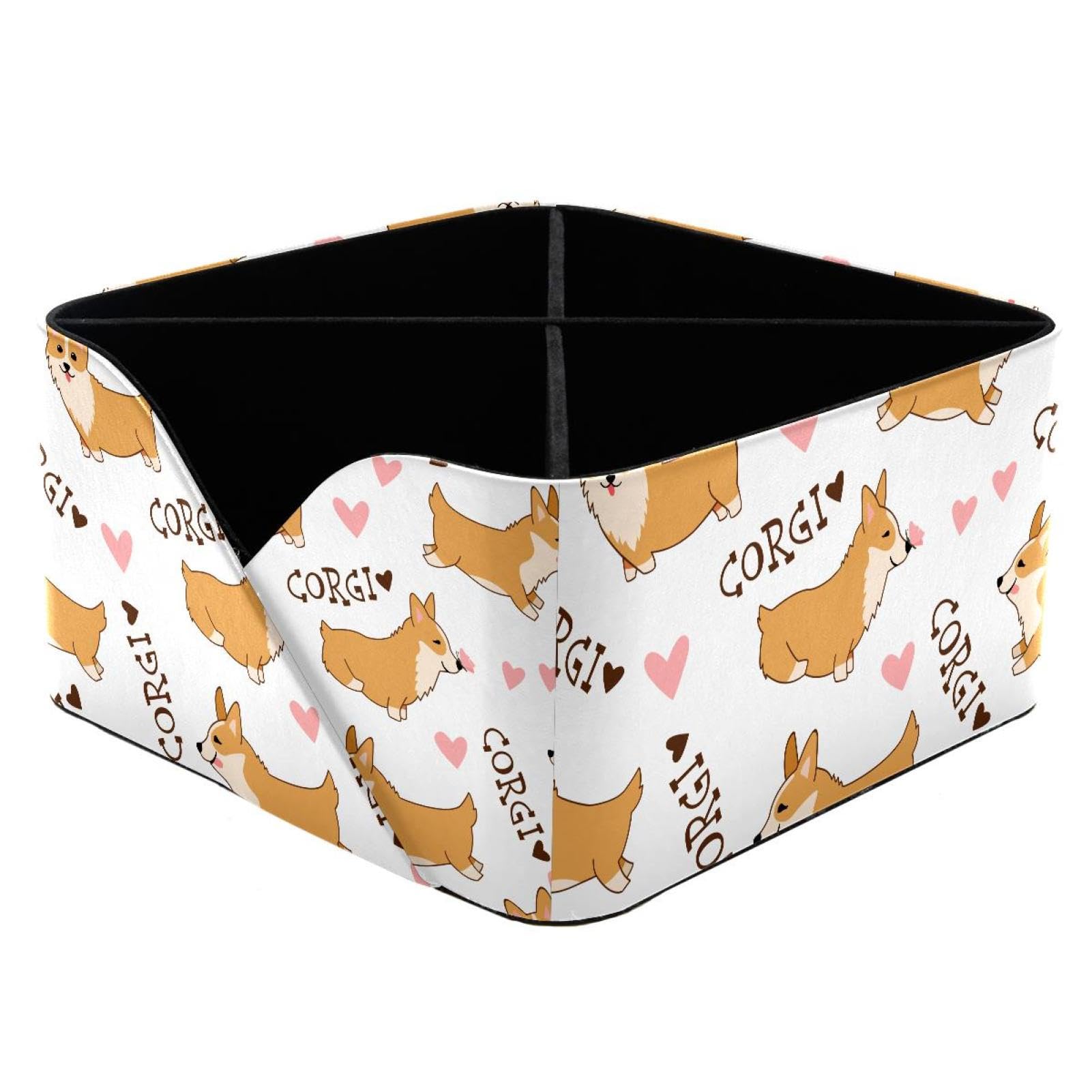 KengjuTesu Cute Cartoon Welsh Corgi Desktop Organizer Pen Holder, Rectangular Pencil Cup for Office, Study and Makeup Stations