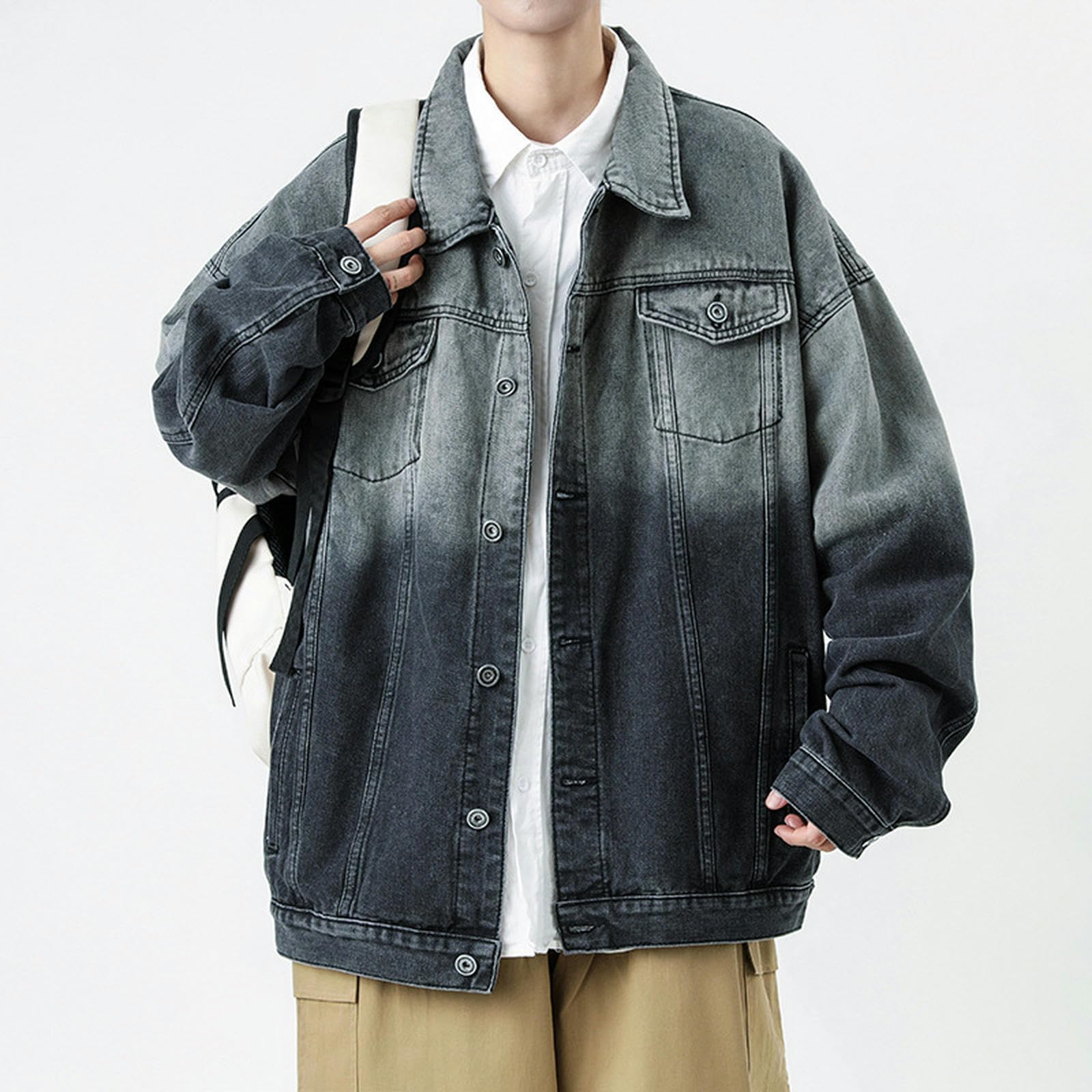 Giacca di Jeans da Uomo, Abbigliamento Primaverile in Denim, Moda Maschile, Giacca di Jeans da Uomo, Top da Uomo - Blu - XXL