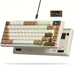 Womier Teclado SK80 75% com tela multimídia colorida, teclado mecânico para jogos, teclado de troca a quente, teclado personalizado RGB com montagem em gaxeta, estabilizador pré-lubrificado para