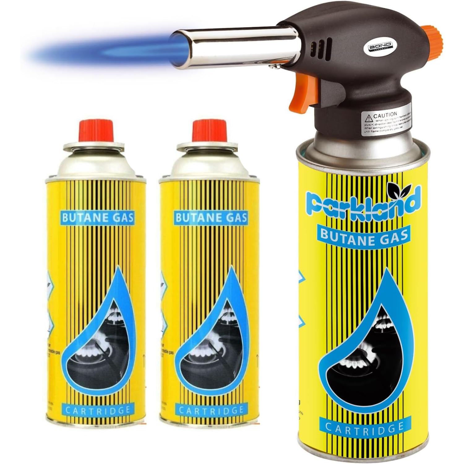 Top Home Solutions® Blow Torch With Auto Ignition - Refillable Butane Gas Flamethrower, Soldering Torch Lighter for Camping, Cooking, Kitchen & BBQ (Includes 2 Gas Bottles)