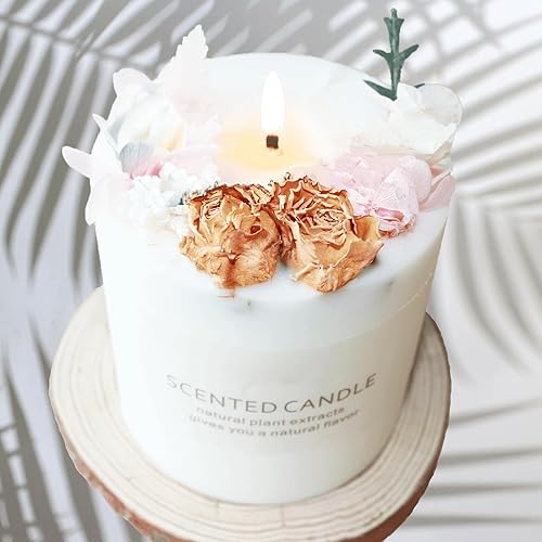 Velas de pilar perfumadas de soja natural con vidrio, vela clásica de 10 onzas de lujo blanca no tóxica para baño, velas románticas de cera