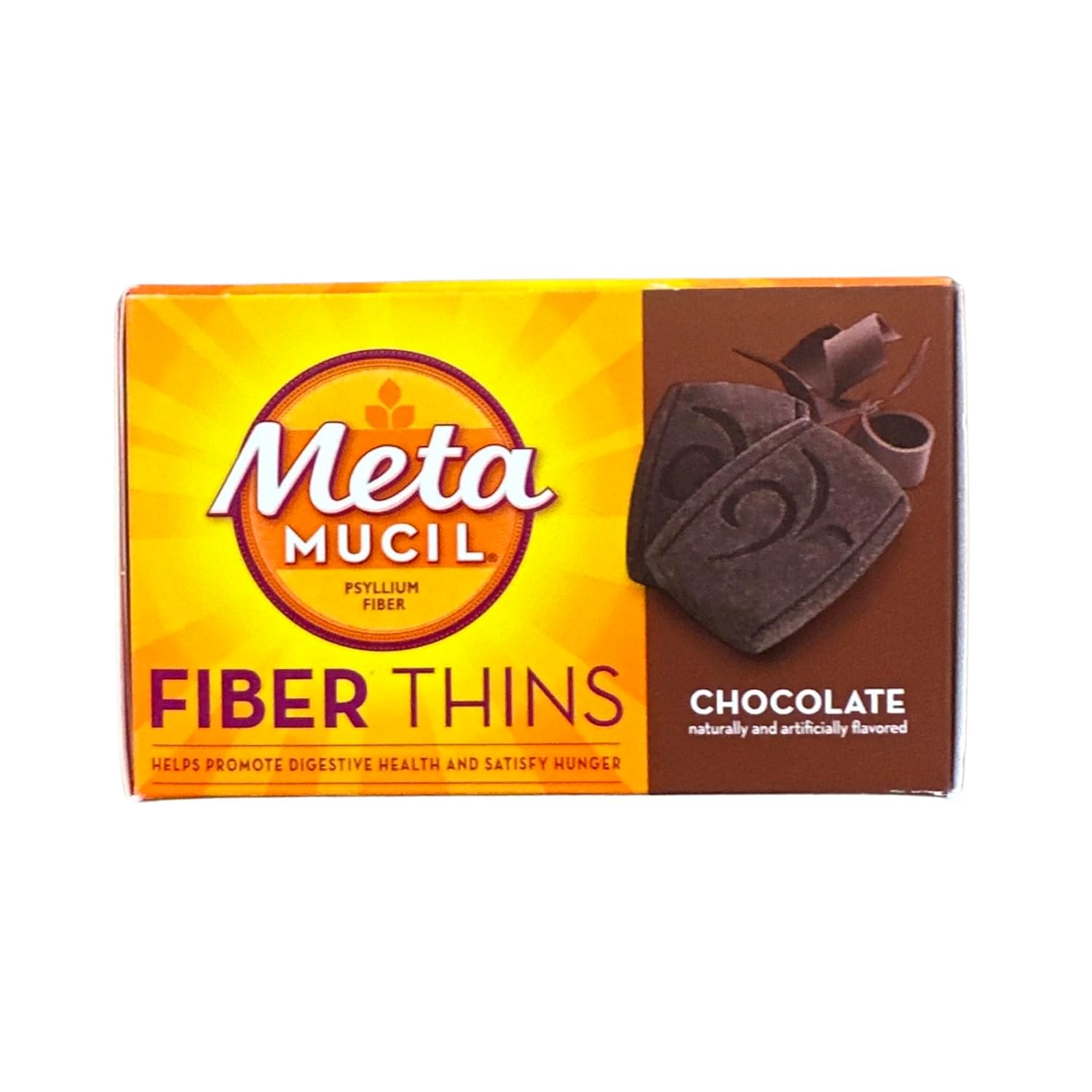 Metamucil Fiber Thins, Chocolate Flavor, Psyllium Fiber Supplement for Digestive Health, 5g Fiber Per Serving, 12 Packets (Pack of 6)
