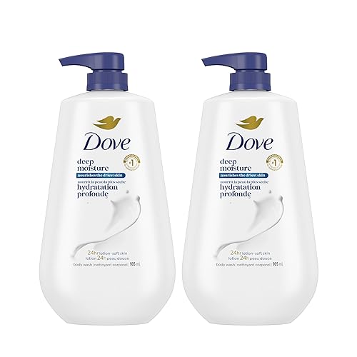 Dove Body Wash Deep Moisture For 24hr Lotion-Soft Skin Moisturizing Skin Cleanser with No Sulfates No Parabens, 905mL (Pack of 2) - 905 ml (Pack of 2) - Deep Moisture
