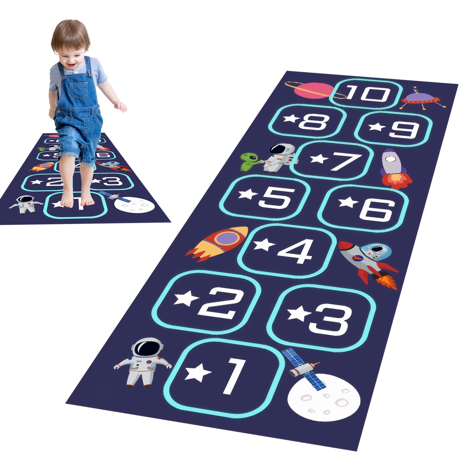 PKRFCJ Hopscotch Rug, Hop Scotch Inside Rug for Kids, Hopscotch Mat, Non-Slip and Durable, Easy to Clean Carry, for Bedrooms, Living Rooms, Daycare Centers, Preschools, Playrooms and Other Places