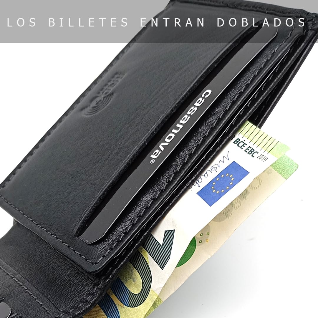 Mini Cartera Hombre Piel Americana CON Monedero - RFID - 1007 Negro