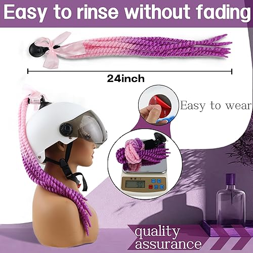 Miniatura 5 de Trenzas para casco de motocicleta, con ventosa desmontable, moño, para bicicleta, cola de caballo, cola de caballo, 1 unidad (casco no incluido)