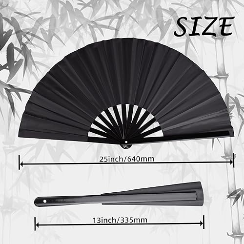 Miniatura 6 de HONSHEN Ventilador de mano plegable con bambú para mujeres y hombres, ventilador de mano chino japonés de bambú para festivales, danza, regalo,