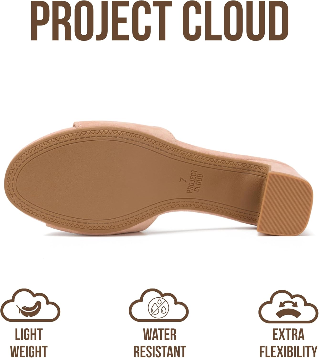 Project Cloud 100% Genuine Leather Sandals Women Footwear - Memory Foam Insole & Non-Slip Women Sandals Dressy - Lightweight Womens Heels Sandals - Slides for Women 2026 (Monaco)