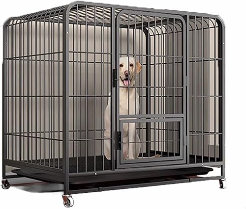 XL 49-Inch Heavy-Duty Metal Dog Crate - Waterproof Removable Waste Tray for Easy Cleaning, Durable Easy-Assemble Pet Cage, Indoor & Outdoor Large