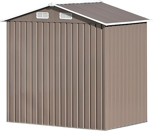 Miniatura 9 de Cobertizo de almacenamiento de 6 x 4 pies, cobertizos exteriores de metal y almacenamiento al aire libre de acero galvanizado con ventilación y