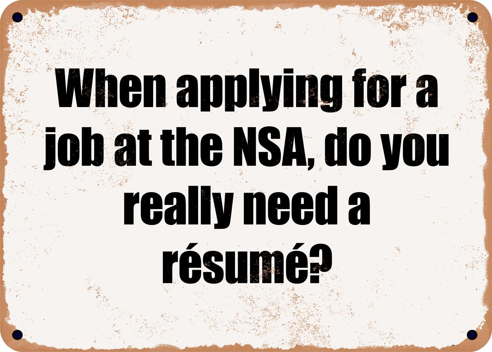 Miaomansenstore Metal Sign - When Applying For A Job At The Nsa, Do You Really Need A Résumé? Home Decor