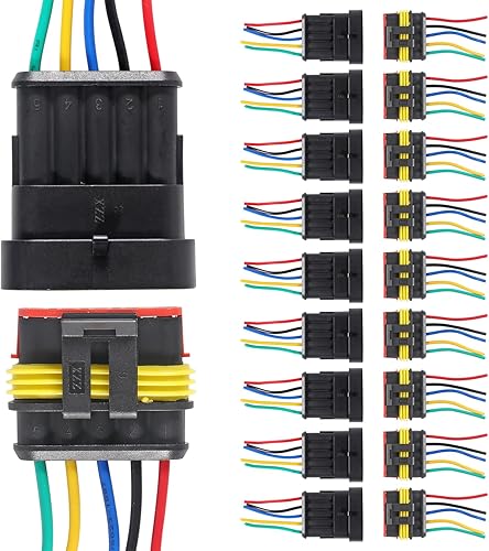 Miniatura 8 de AITRIP Paquete de 10 conectores eléctricos impermeables de 16 AWG para automóvil, enchufe de 4 pines, conectores de cable eléctrico para automóvil,