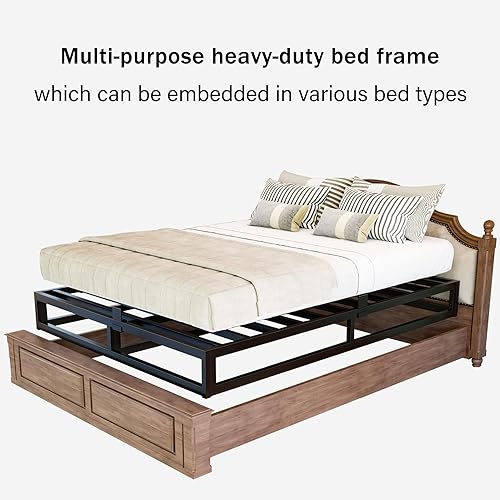 Miniatura 7 de 10 Inch King Bed Frame with Steel Slat Support, Low Profile King Metal Platform Bed Frame Support Mattress Foundation, No Box Spring Needed/Easy