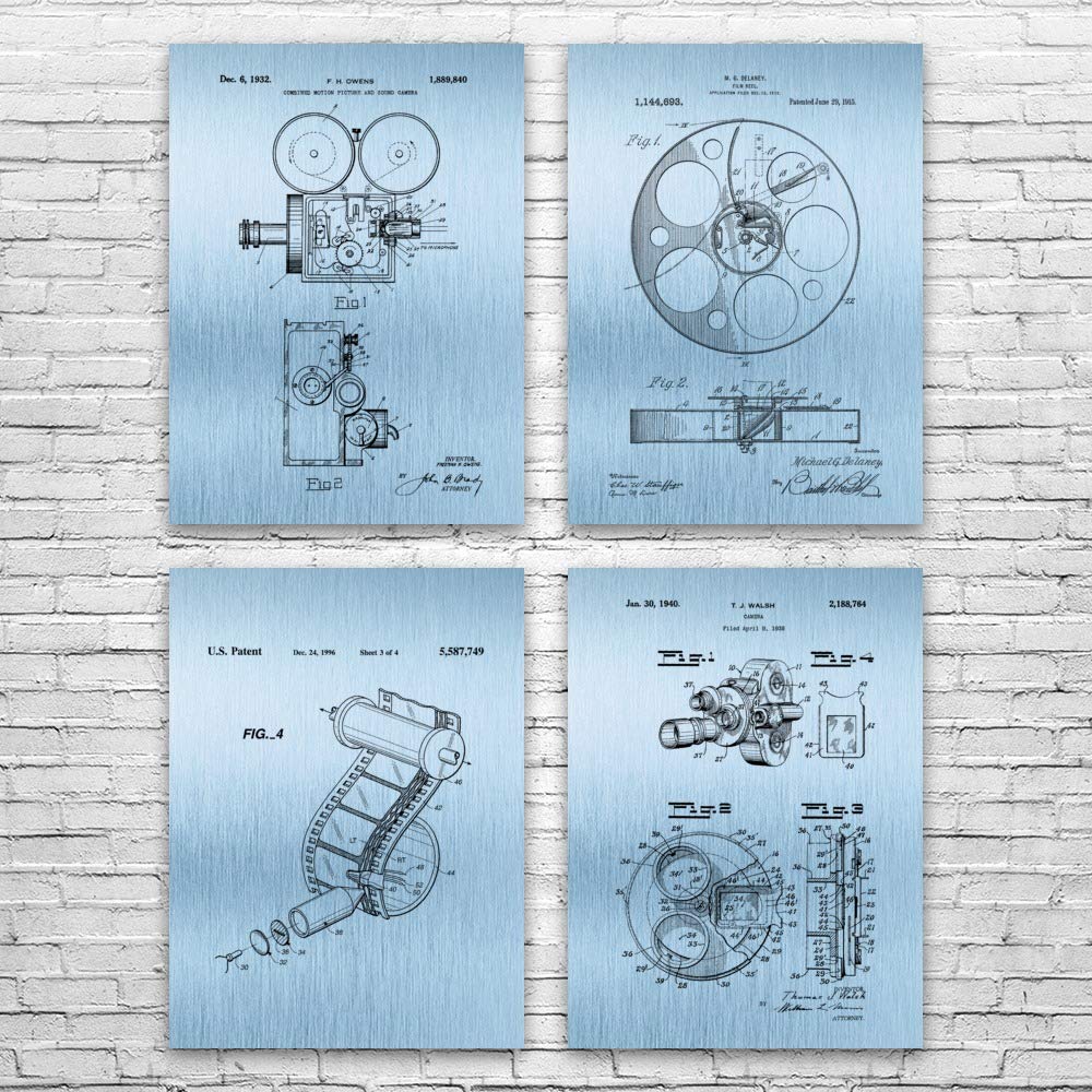 Film Production Patent Posters Set of 4 20x24 Hollywood Decor Film Director Actor Gift Home Theater Art Cameraman