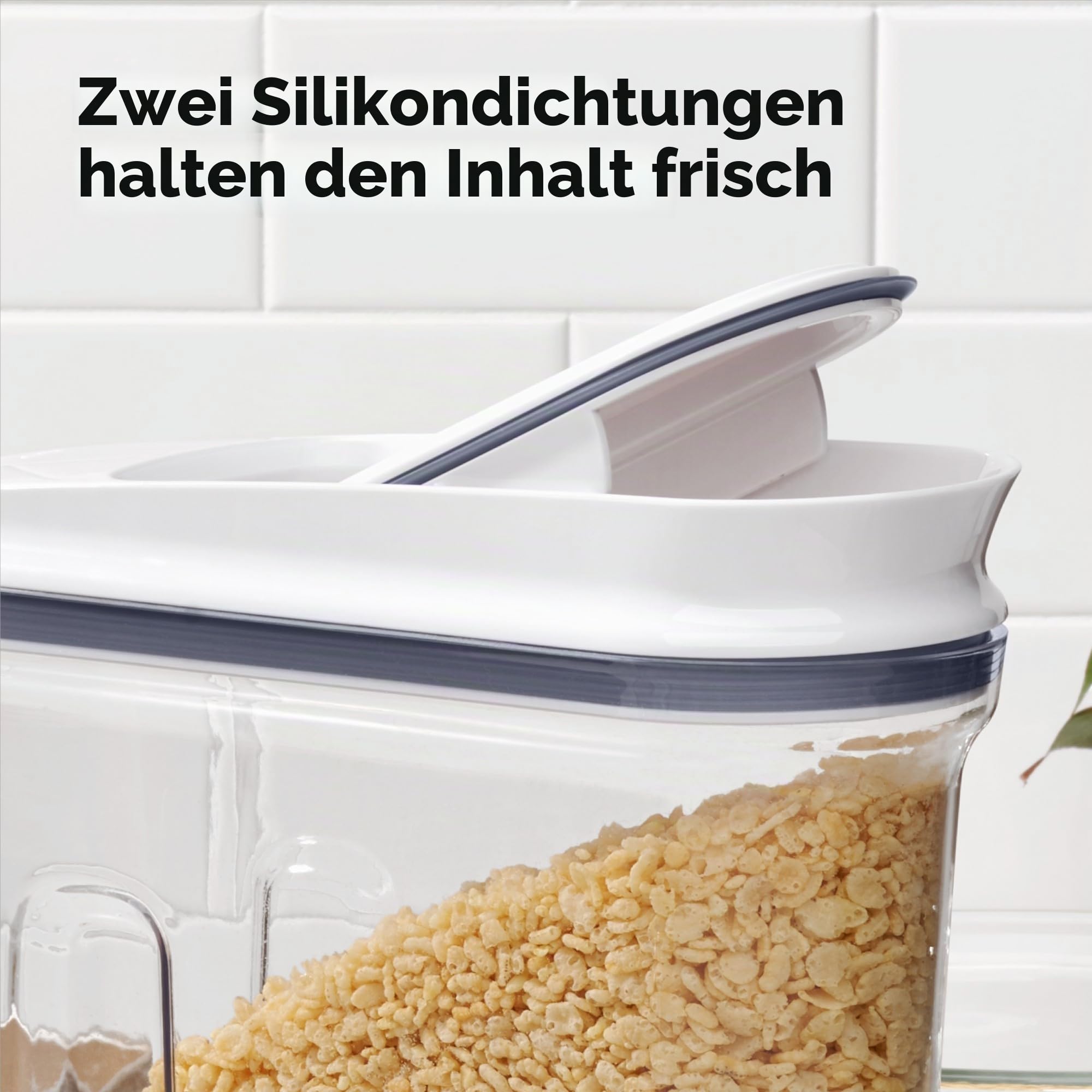 OXO Good Grips POP Müslispender groß (4,2 l) – Vorratsdose mit Deckel für eine luftdichte Aufbewahrung von Müsli und Cerealien, Weiss/Opulenter Garten
