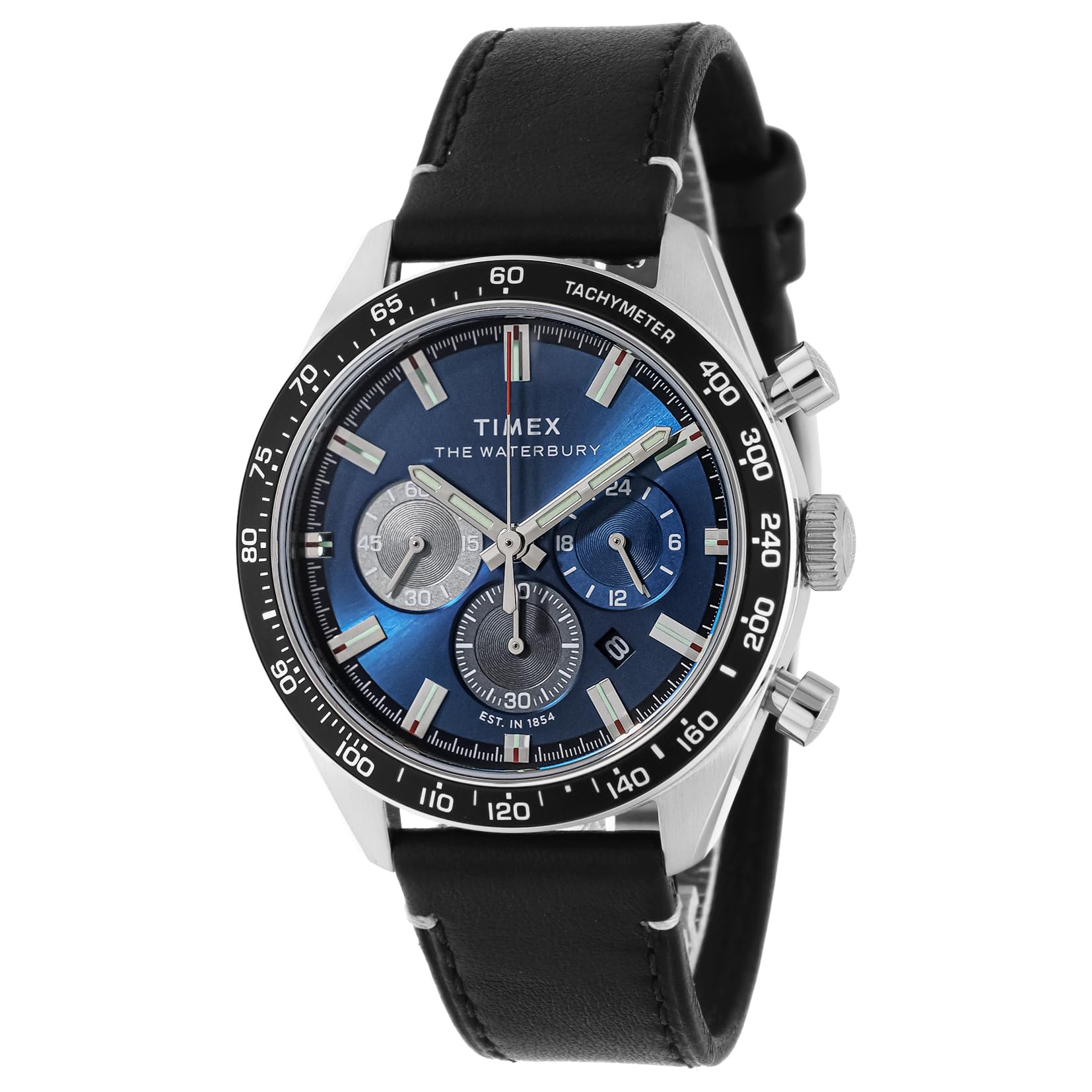 Timex Herrenuhr Waterbury Chrono Leder Schwarz Blau