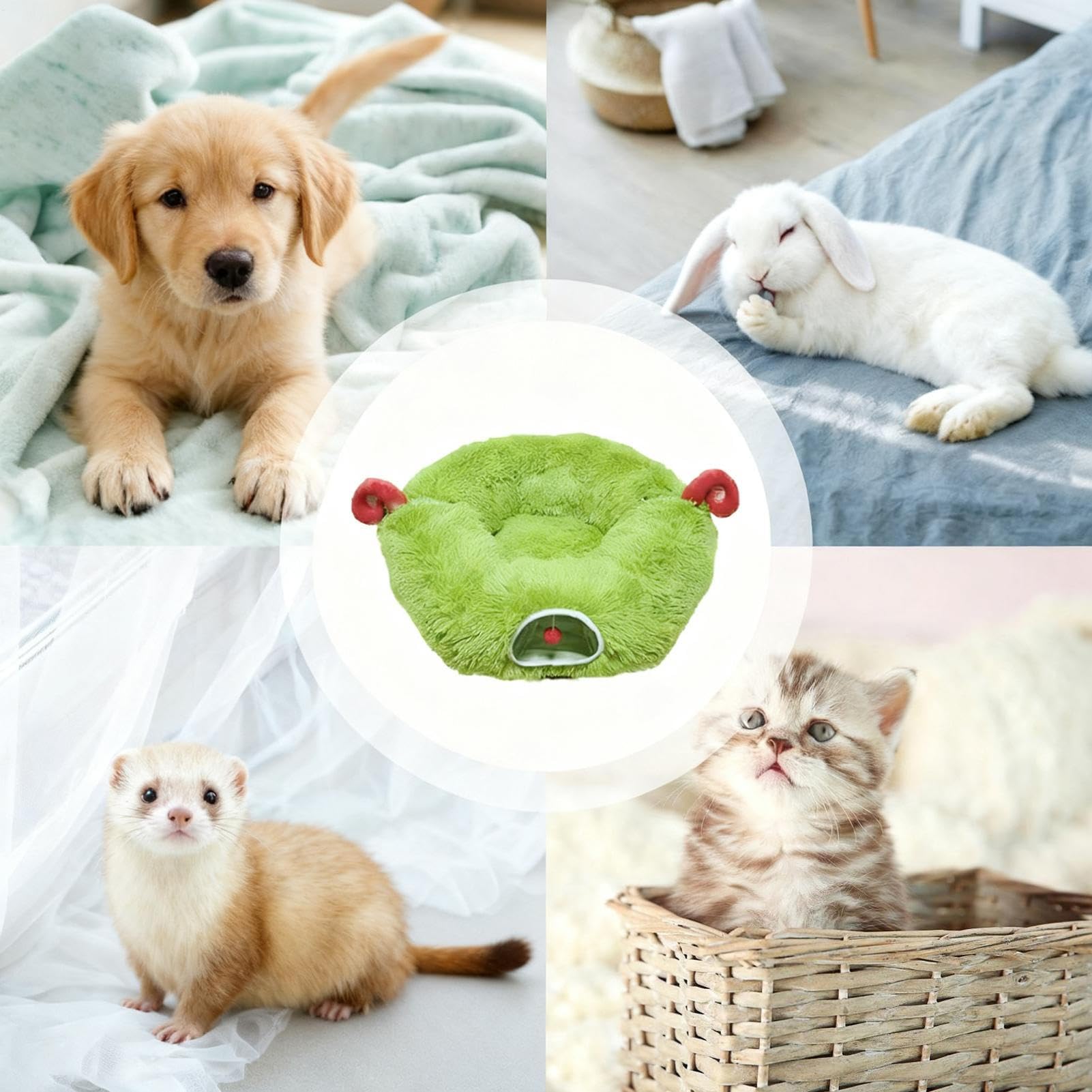 Katzen Tunnel Bett Plüsch Warm Weich Abnehmbar | Warmes Katzen Donut Bett Spieltunnel für Kätzchen Welpen Kleine Hunde Kaninchen Frettchen Chinchilla Haustiere Innenbereich