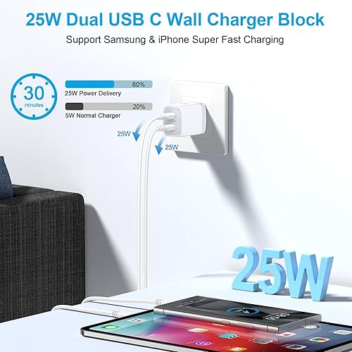 Miniatura 4 de Cable USB tipo C Samsung de 6 pies para OnePlus 11R1110 ProNord N300, 1 paquete de 100 W 5A USB C a USB C cable de carga rápida de nailon trenzado