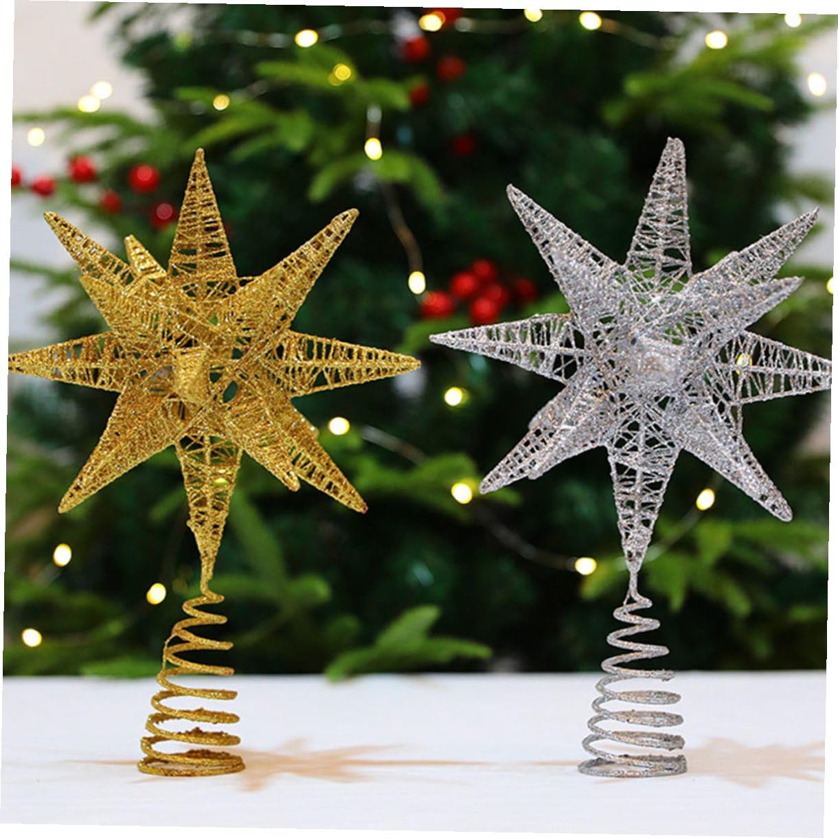 Decoración Estrella de Hierro para Árbol de Navidad Adorno Colgante Dorado para Ventana Accesorio Festivo Resistente y Decorativo para Fiestas y Hogar