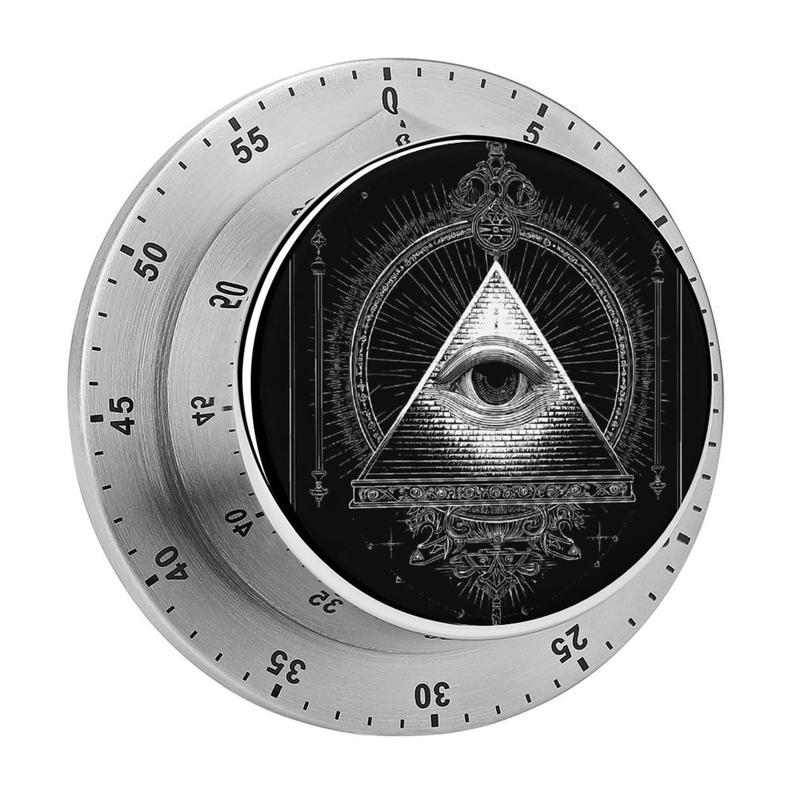 Freemasonry Illuminati One Eye Mechanical Timer with Alarm for Kitchen Cooking Productivity Stainless Steel Timers