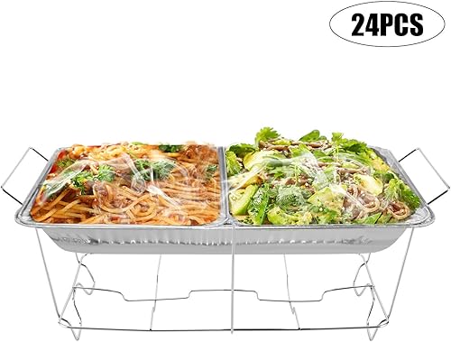 Miniatura 3 de Paquete de 24 soportes de alambre para rozar, soporte de buffet de tamaño completo, soporte para platos calentadores de alimentos, para camping,