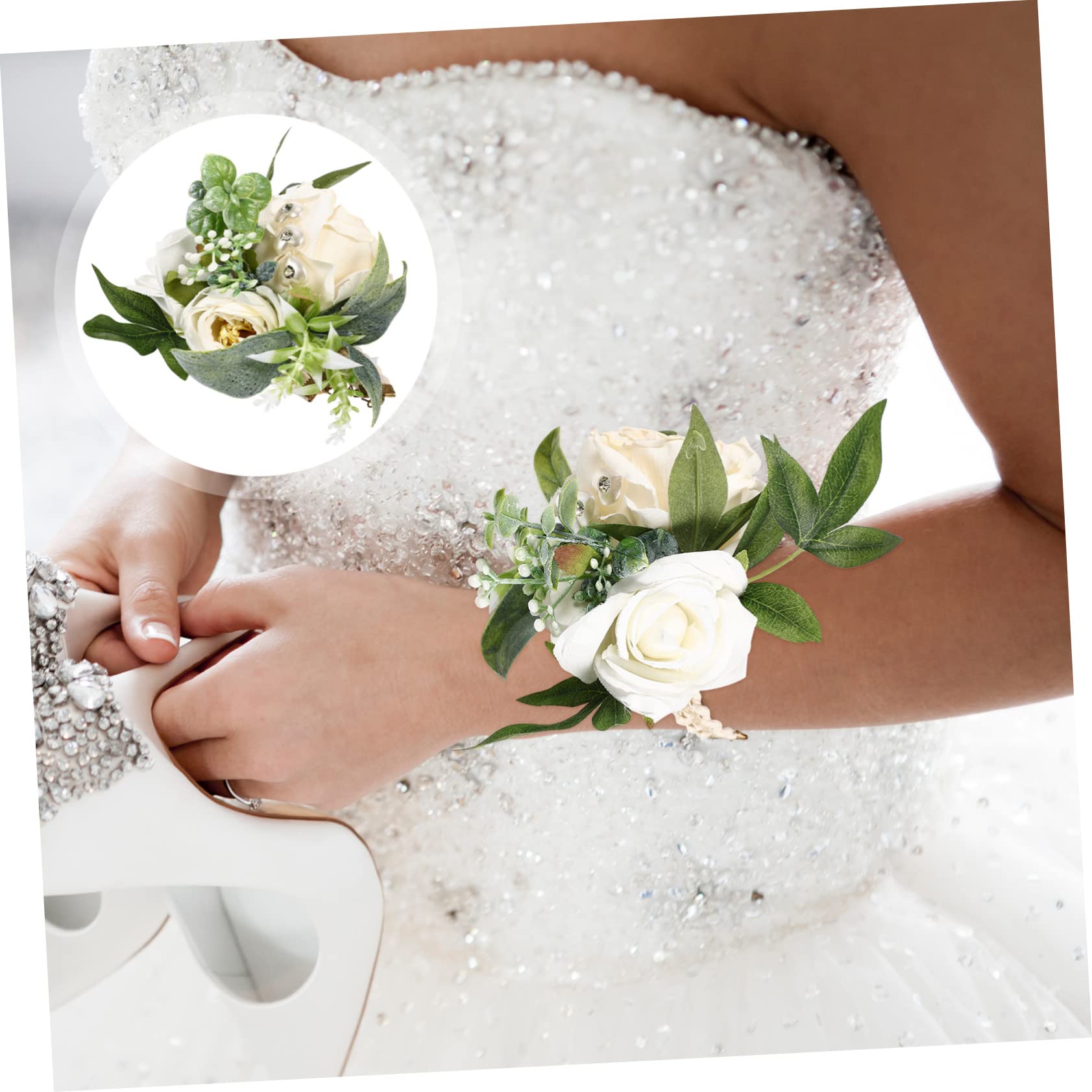 Alipis 5 Pz fiore del polso elegant matrimonio adorn teck deck vestito Braccialetto ornamento da polso da damigella d'onore decorazioni floreali finte da polso panno di seta bianca
