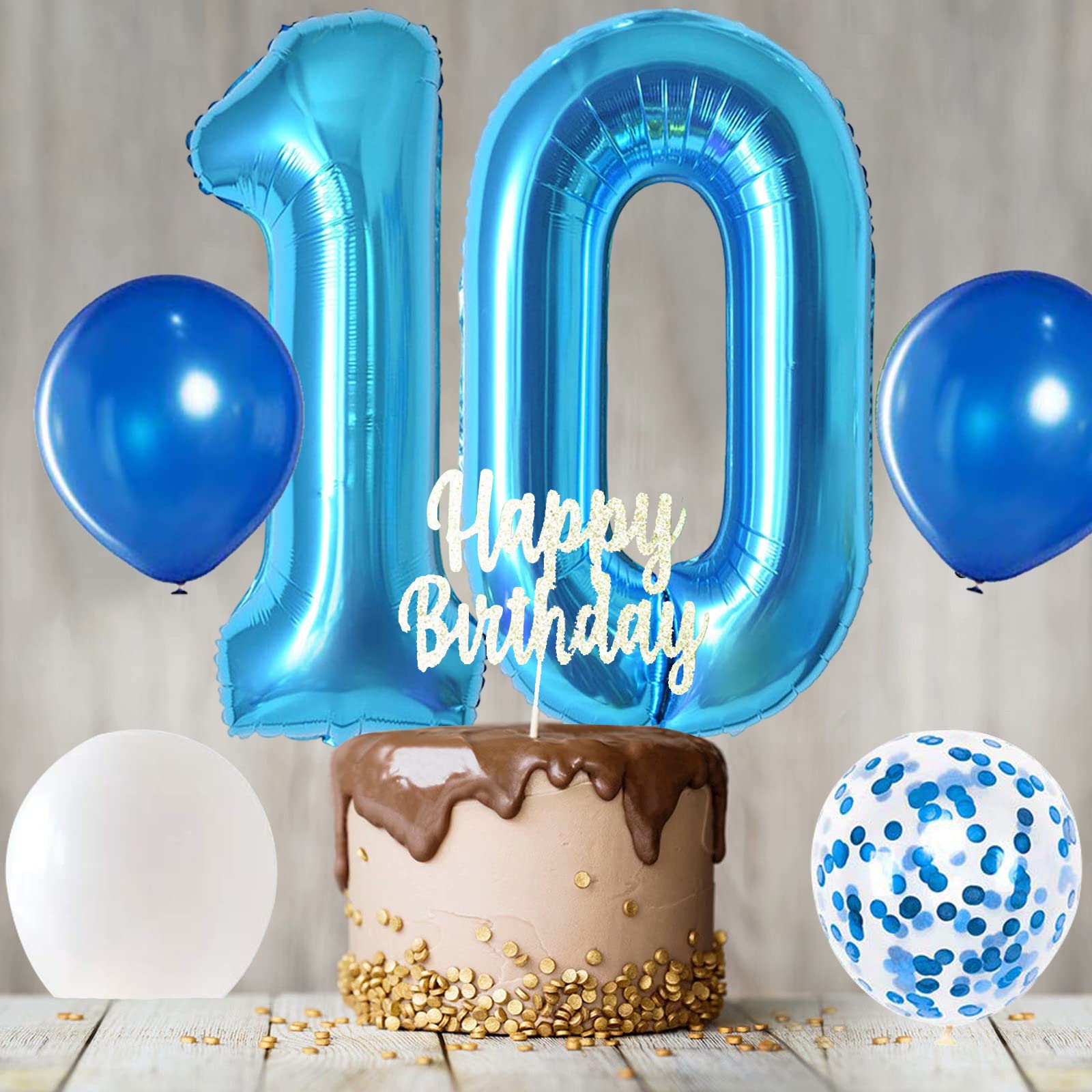 Amazon | Exgox 数字バルーン ブルー アルミ風船 誕生日 40インチ