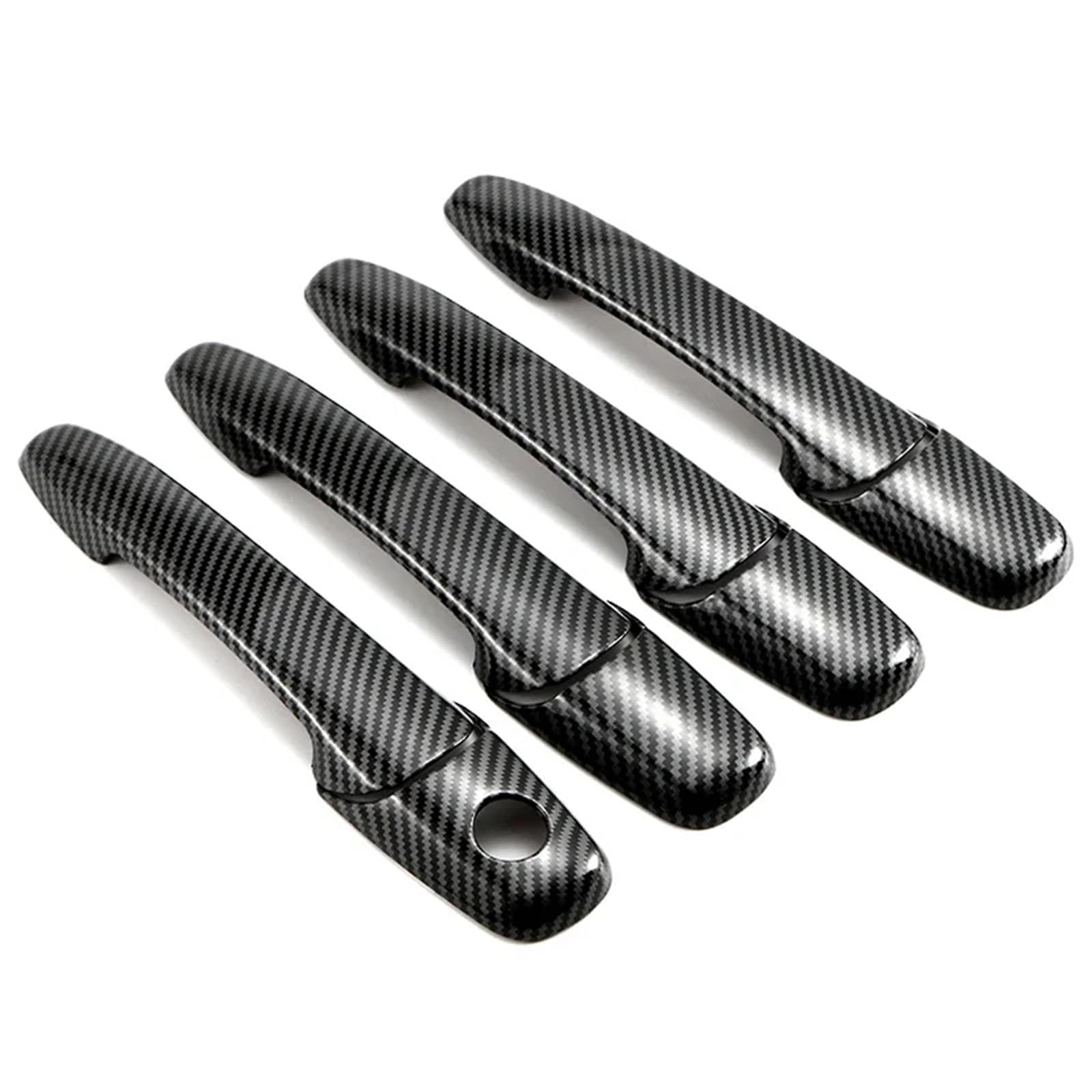 RDWSPLI Exterior Handle Shell Compatible with for Mustang 2005-2014 Car Door Handle Cover Exterior Trim Left Right Front Rear Black Carbon Fiber Chrome