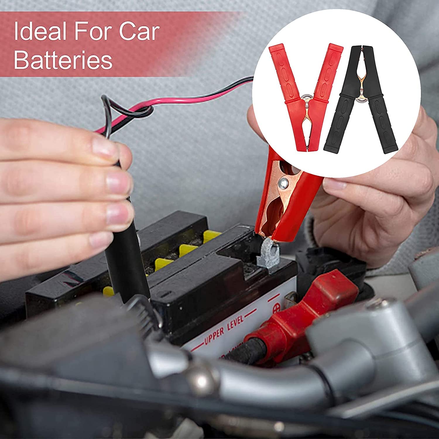 Pinze A Coccodrillo Per Batteria Auto - Set 2 Pezzi Rosso E Nero Per Emergenza E Collegamenti - Foto 5