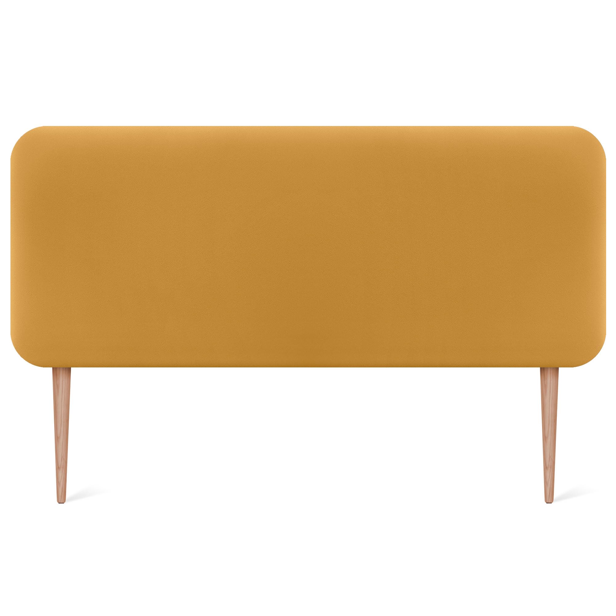 DHOME Tête de Lit Capitonnée Unie Arrondie en Similicuir avec Pieds pour Mur Têtes de Lit Acoustiques Absorbantes Tête de Lit Chambre à Coucher (Moutarde, 150cm)