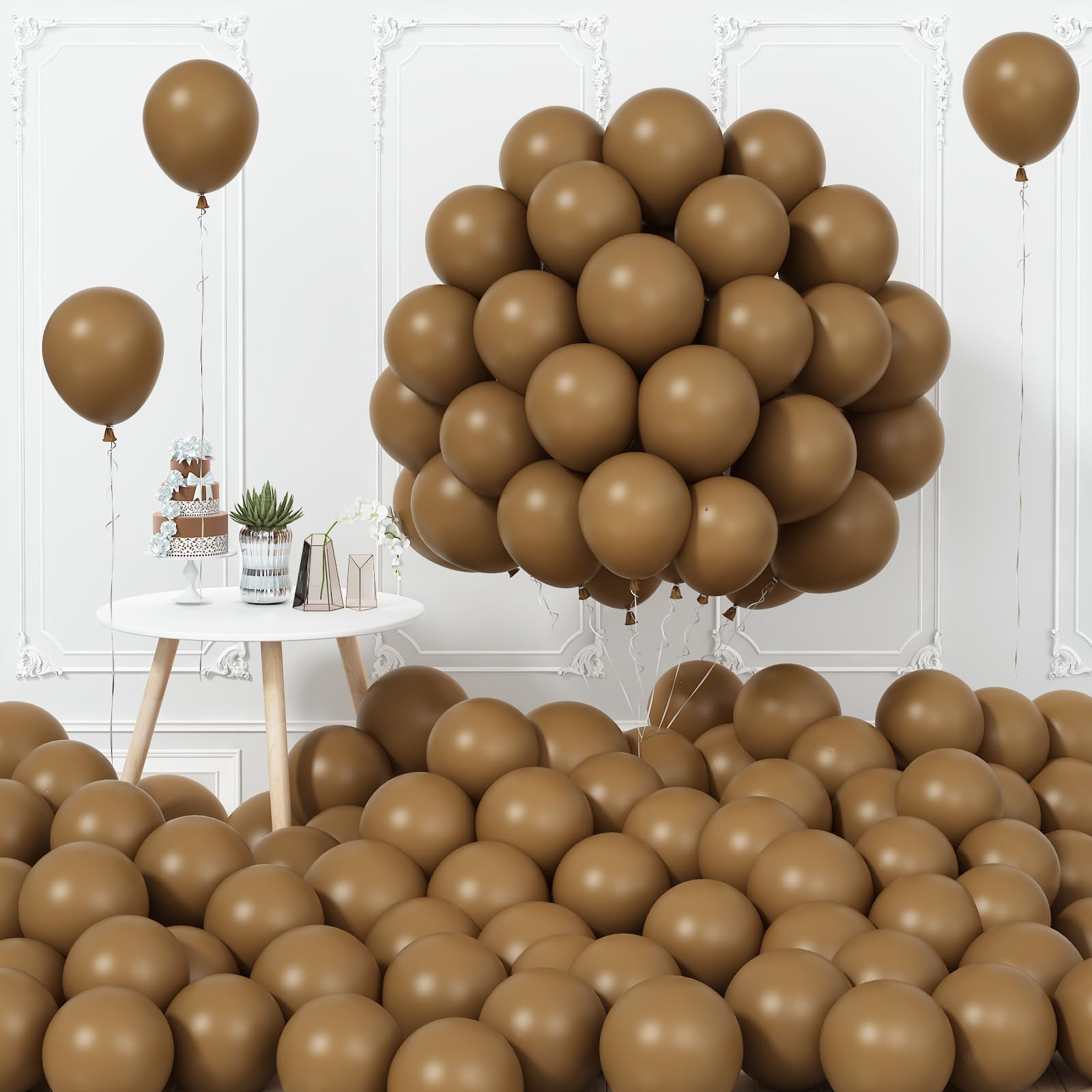 Brown Balloons, 100 Packs 5 Inch Dark Brown Latex Balloons, Retro Tan Brown Party Balloons for Boho Birthday Baby Shower Graduation Bear Theme Party Farm Theme Party Decoration