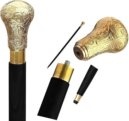 Bastón de madera de palisandro con mango de latón dorado, regalo para hombres y mujeres, 37 pulgadas