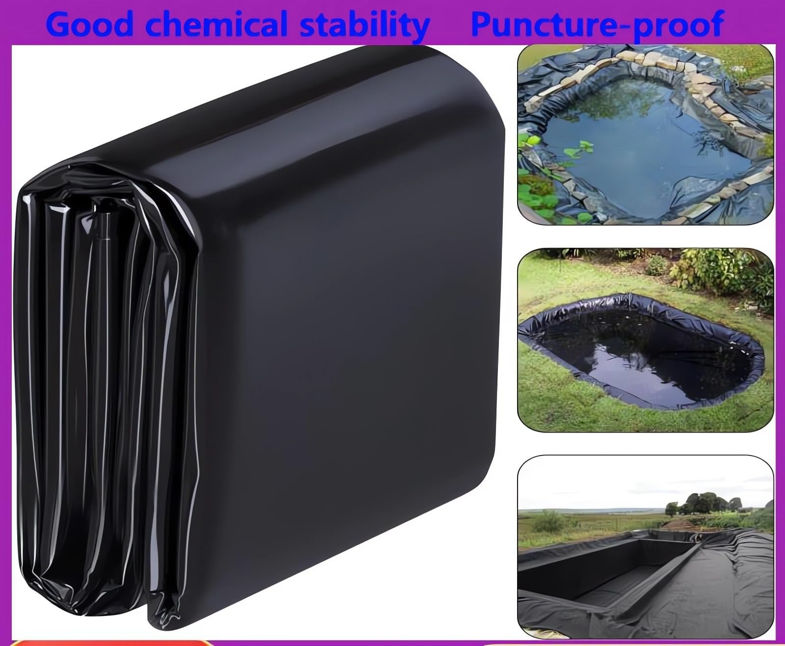 Revestimiento De Estanque Jardín, Lona para Estanque, Tela Asfáltica Negro El Plastico, Antienvejecimiento, Impermeable, Proteccion Solar, Aplicable A Estanque Prefabricado, Estanque para Tortugas(4mx