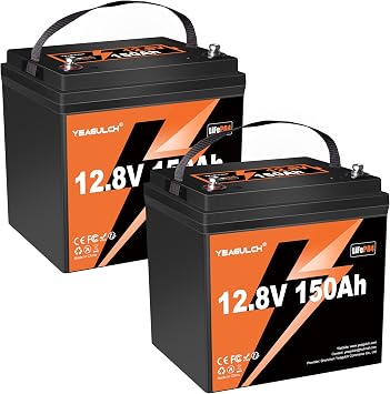 2PCS 12.8V 150Ah Max LiFePO4 Lithium Battery 100A BMS 15000+ Deep Cycle