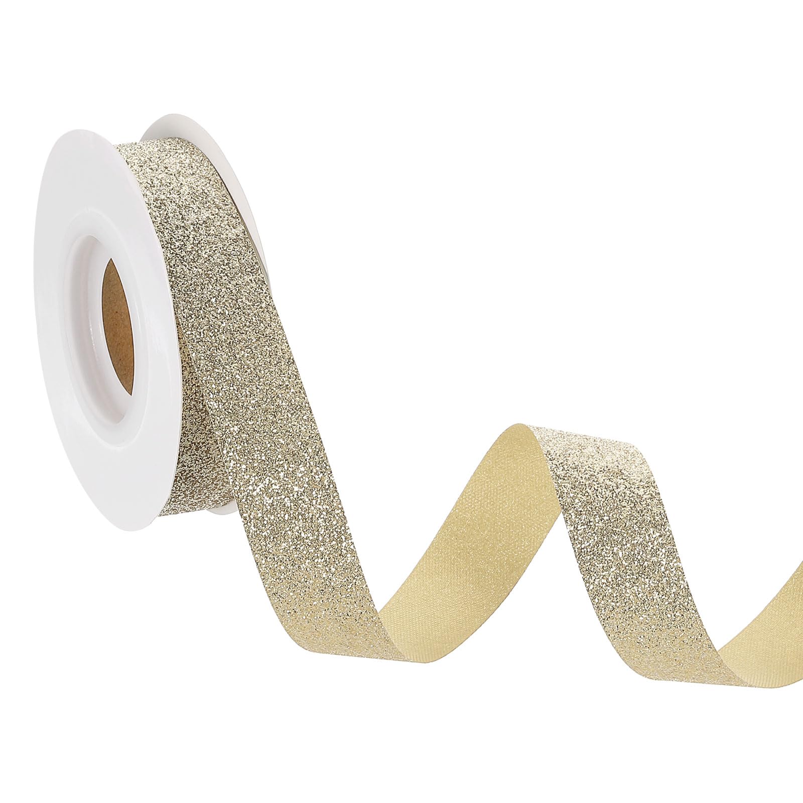 QUARKZMAN 22mm x 10 Yards Geschenkbänder Glitzerbänder, Kranzhandwerk Schleifenband, Stoffband Geschenksband für Geschenkverpackung Festival Hochzeitsfeier Dekoration, Champagnerfarben