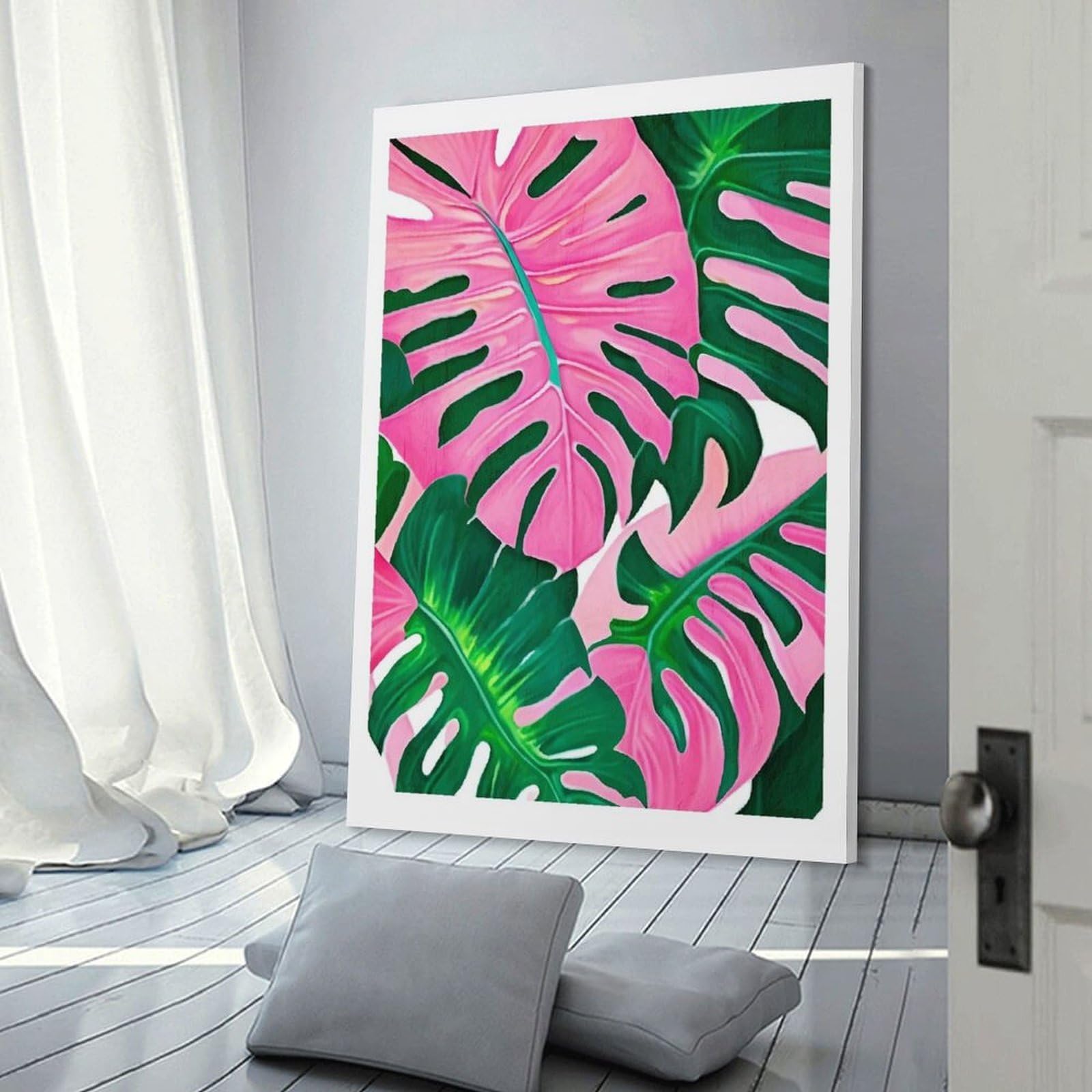 Junmoney Pinky Tropical Nature Wall Art Print, 08x12inch(20x30cm), for Lounge Decor, Bedroom Walls Or Flats, Decorative Artwork for Empty Walls