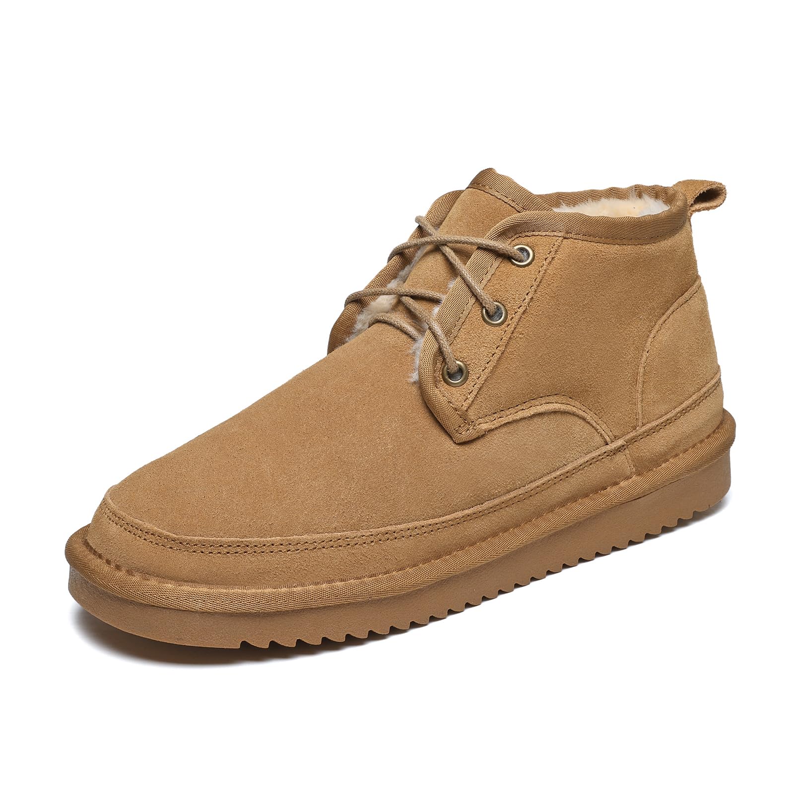 Snowboots Dames Suède Echt Leer Winterlaarzen Winterschoenen Warmte Waterdicht Antislip Boots,Abrikoos,43 EU