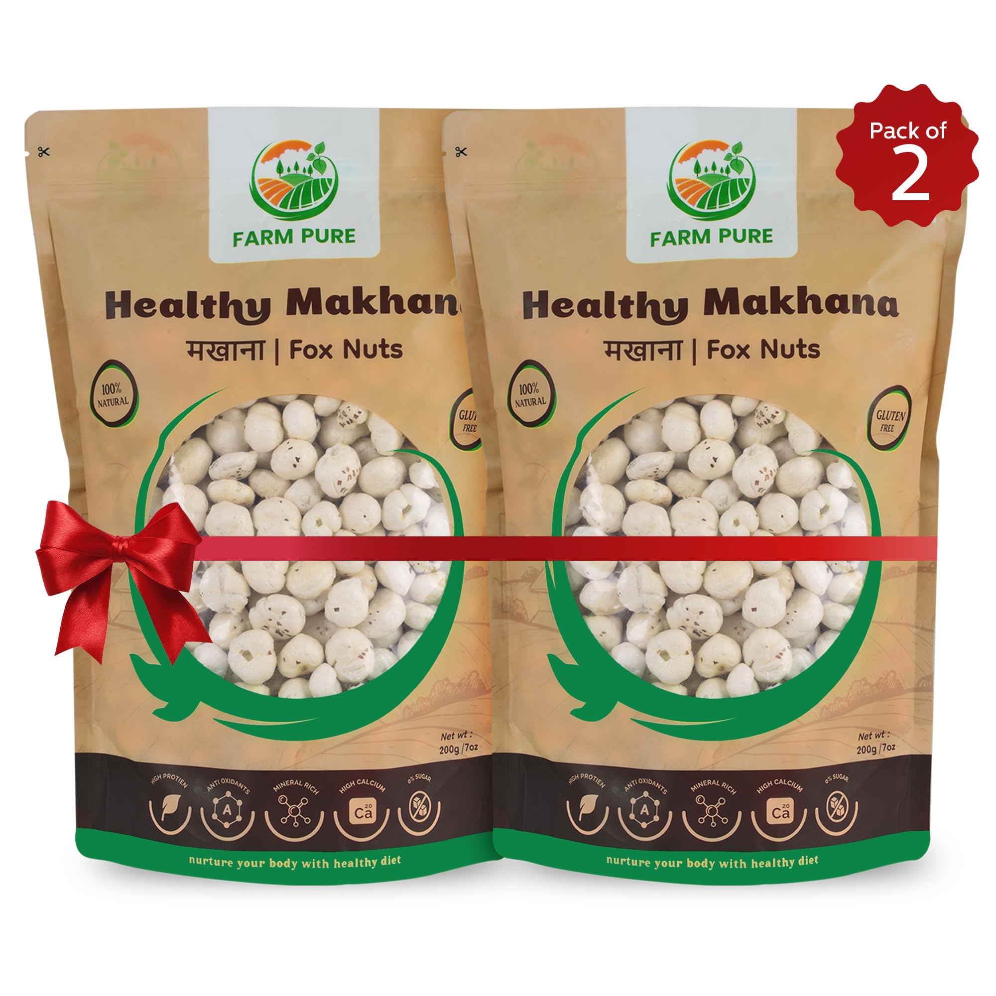 FARM PURE Premium Phool Makhana | Fox Nuts 200g x 2 Pack | Crunchy Roasted Lotus Seeds | Gluten-Free, Low-Calorie, Healthy Snacking, Fasting | Farm Fresh & Preservative-Free I Makhana for Prasadam-image-23