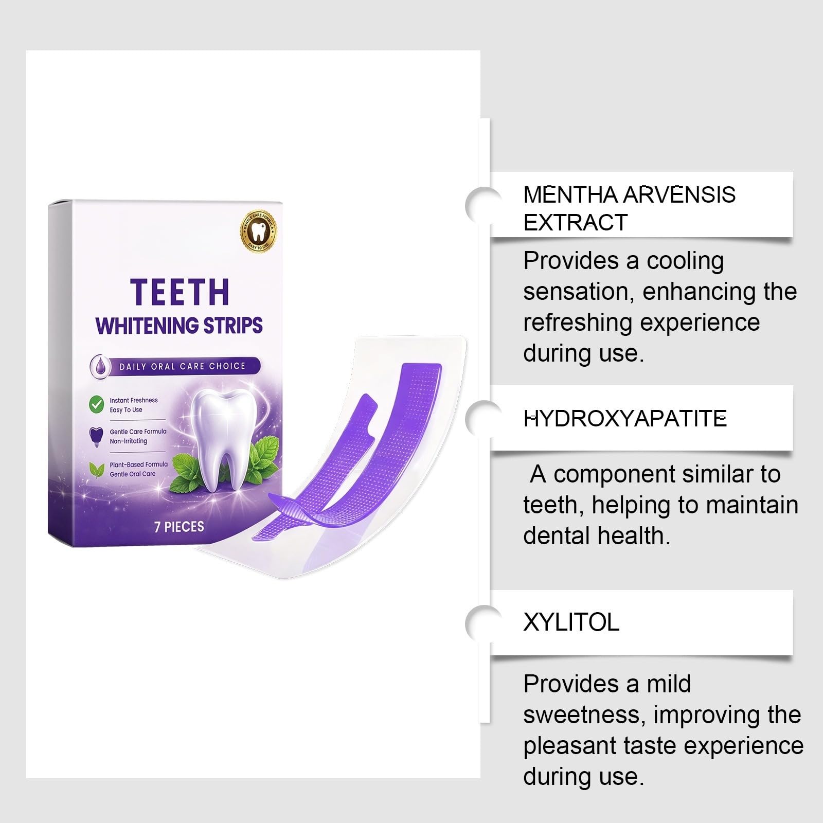 Nastro sbiancante dentale viola, per denti 30 minuti di risultati visibili rapidamente, elimina macchie caffè/tè/vino/sigaretta, ideale prima di un evento, sicuro per lo smalto
